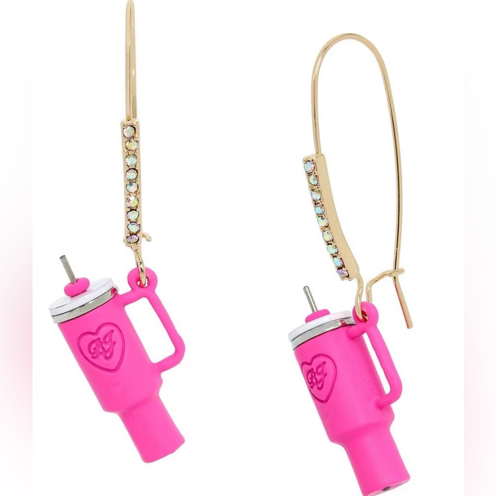 Betsey Johnson Crystal Stanley Cup Dangle Drop Earrings